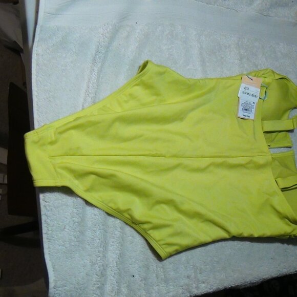 Kona Sol Women's One Piece Swimsuit Tummy Control U-Wire Lime Medium (8-10) - Picture 11 of 16